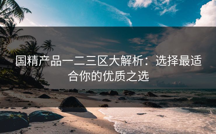 国精产品一二三区大解析：选择最适合你的优质之选