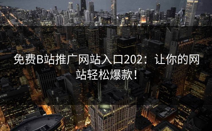 免费B站推广网站入口202：让你的网站轻松爆款！