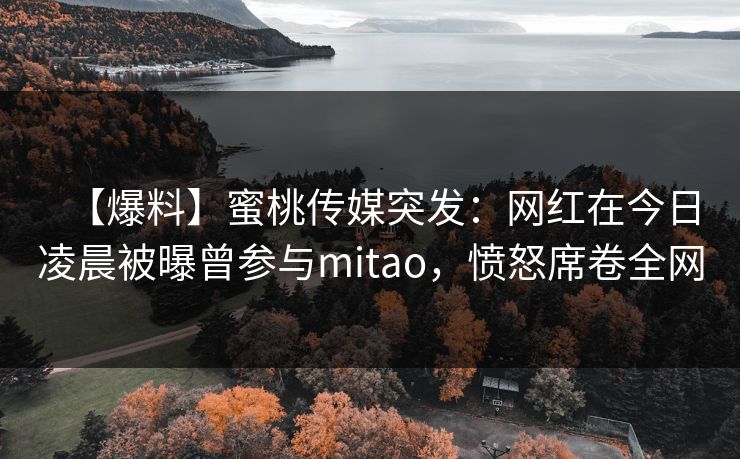 【爆料】蜜桃传媒突发:网红在今日凌晨被曝曾参与mitao,愤怒席卷全网 【爆料】蜜桃传媒突发:网红在今日凌晨被曝曾参与mitao,愤怒席卷全网