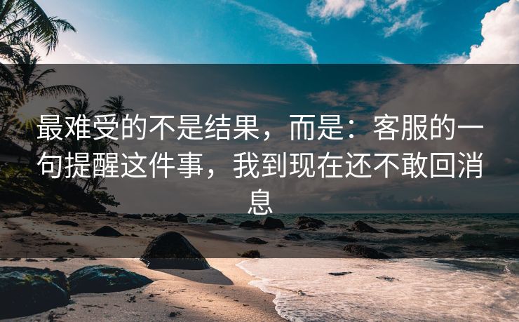 最难受的不是结果,而是:客服的一句提醒这件事,我到现在还不敢回消息 最难受的不是结果,而是:客服的一句提醒这件事,我到现在还不敢回消息
